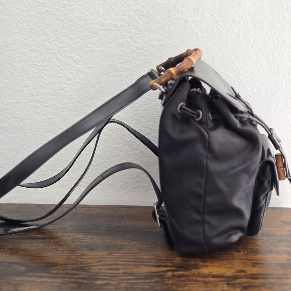 Gucci Vintage Bamboo Leather and Nylon Mini Backpack - Picture 3 of 15